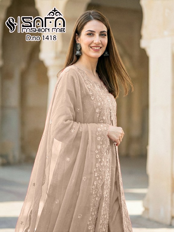 SAFA FASHION D.NO 1418 WHOLESALE READYMADE HEAVY LUXURY FORMAL WEAR 3 PCS COMBO SET SUITS EXPORTER