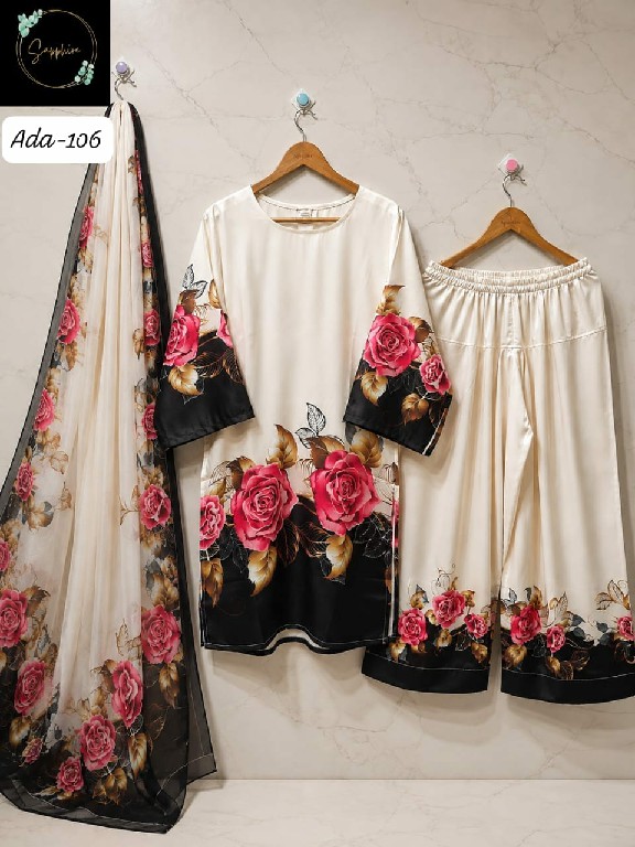 SAPPHIRE ADA VOL 1 WHOLESALE READYMADE MALAI SATIN DIGITAL PRINTED 3 PCS SUITS SUPPLIER