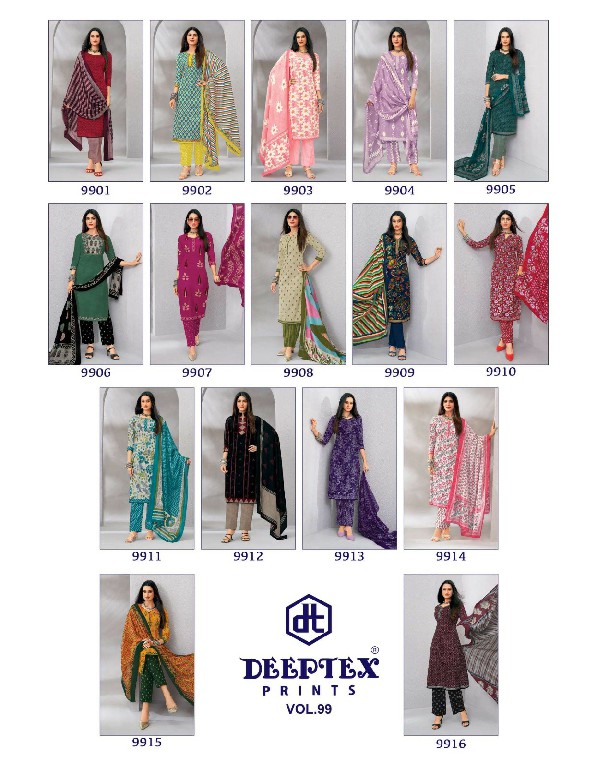 DEEPTEX MISS INDIA VOL 99 WHOLESALE READYMADE COTTON PRINTED DAILY WEAR 3 PCS SUITS EXPORTER