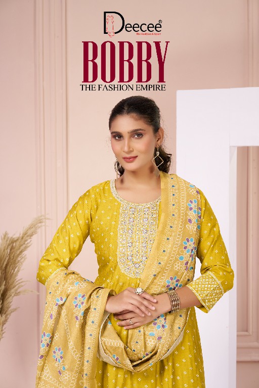 DEE CEE BOBBY WHOLESALE READYMADE PREMIUM SILK ELEGANT KALI STYLE FLARED PATTERN BIG SIZE 3 PCS SITS FOR EXPORT