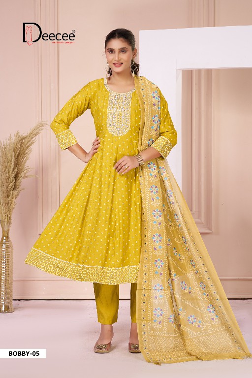 DEE CEE BOBBY WHOLESALE READYMADE PREMIUM SILK ELEGANT KALI STYLE FLARED PATTERN BIG SIZE 3 PCS SITS FOR EXPORT