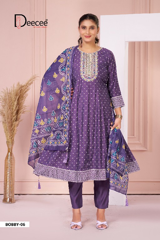 DEE CEE BOBBY WHOLESALE READYMADE PREMIUM SILK ELEGANT KALI STYLE FLARED PATTERN BIG SIZE 3 PCS SITS FOR EXPORT