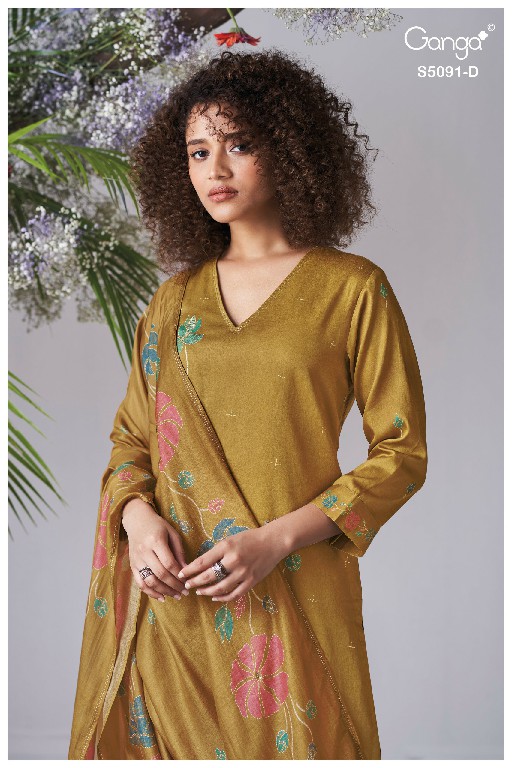 GANGA BAERIN S5091 WHOLESALE PREMIUM COTTON CLASSIC UNSTITCH SALWAR SUITS EXPORTER