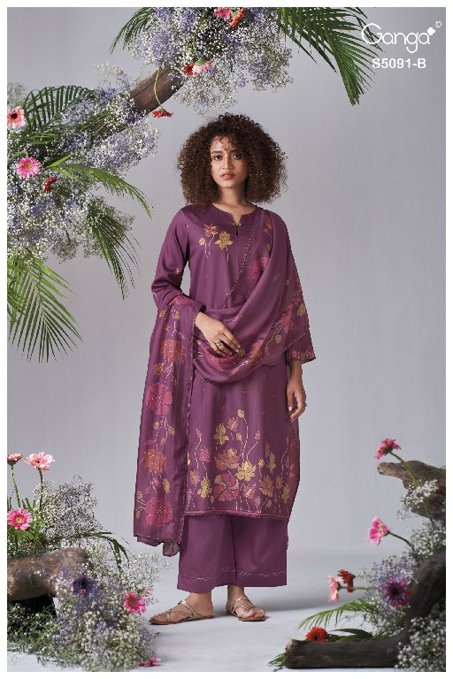 GANGA BAERIN S5091 WHOLESALE PREMIUM COTTON CLASSIC UNSTITCH SALWAR SUITS EXPORTER