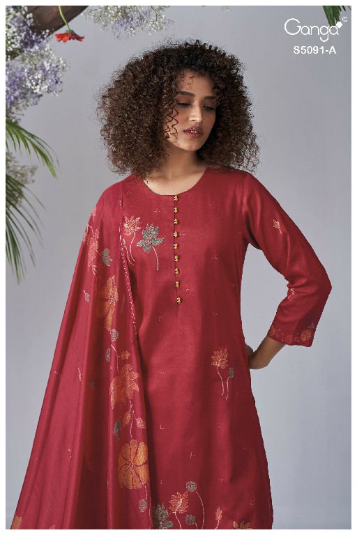 GANGA BAERIN S5091 WHOLESALE PREMIUM COTTON CLASSIC UNSTITCH SALWAR SUITS EXPORTER