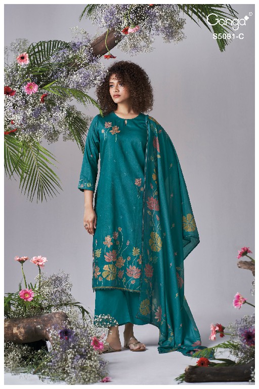 GANGA BAERIN S5091 WHOLESALE PREMIUM COTTON CLASSIC UNSTITCH SALWAR SUITS EXPORTER
