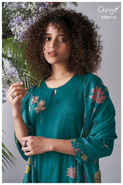 GANGA BAERIN S5091 WHOLESALE PREMIUM COTTON CLASSIC UNSTITCH SALWAR SUITS EXPORTER