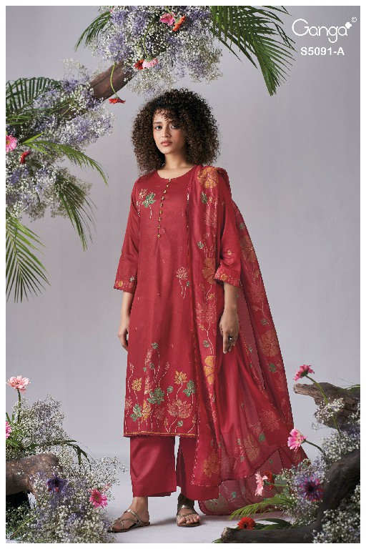 GANGA BAERIN S5091 WHOLESALE PREMIUM COTTON CLASSIC UNSTITCH SALWAR SUITS EXPORTER