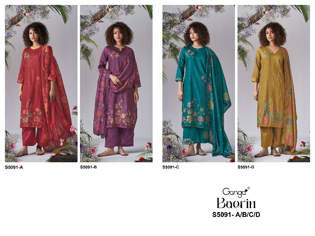 GANGA BAERIN S5091 WHOLESALE PREMIUM COTTON CLASSIC UNSTITCH SALWAR SUITS EXPORTER