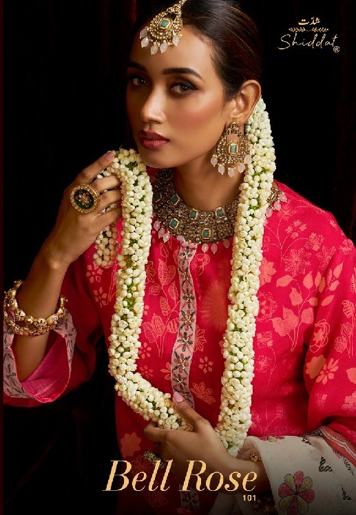 SHIDDAT BELL ROSE 101 WHOLESALE VISCOSE ORGANZA FESTIVE LOOK UNSTITCH SALWAR SUITS FOR EXPORT
