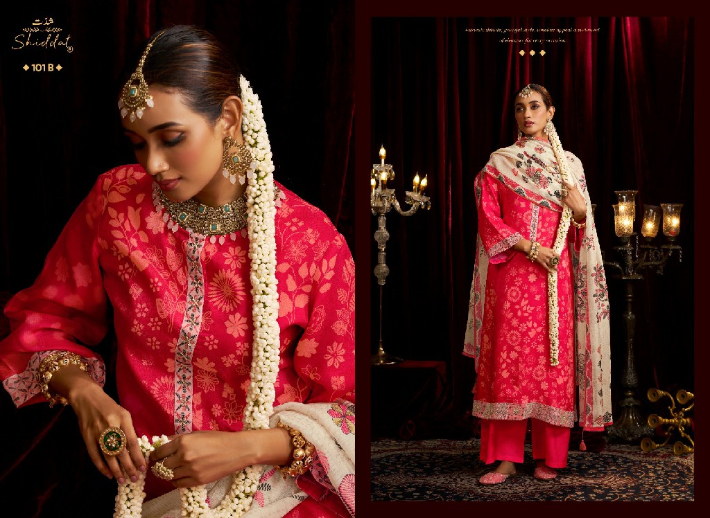 SHIDDAT BELL ROSE 101 WHOLESALE VISCOSE ORGANZA FESTIVE LOOK UNSTITCH SALWAR SUITS FOR EXPORT