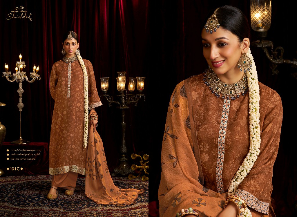 SHIDDAT BELL ROSE 101 WHOLESALE VISCOSE ORGANZA FESTIVE LOOK UNSTITCH SALWAR SUITS FOR EXPORT