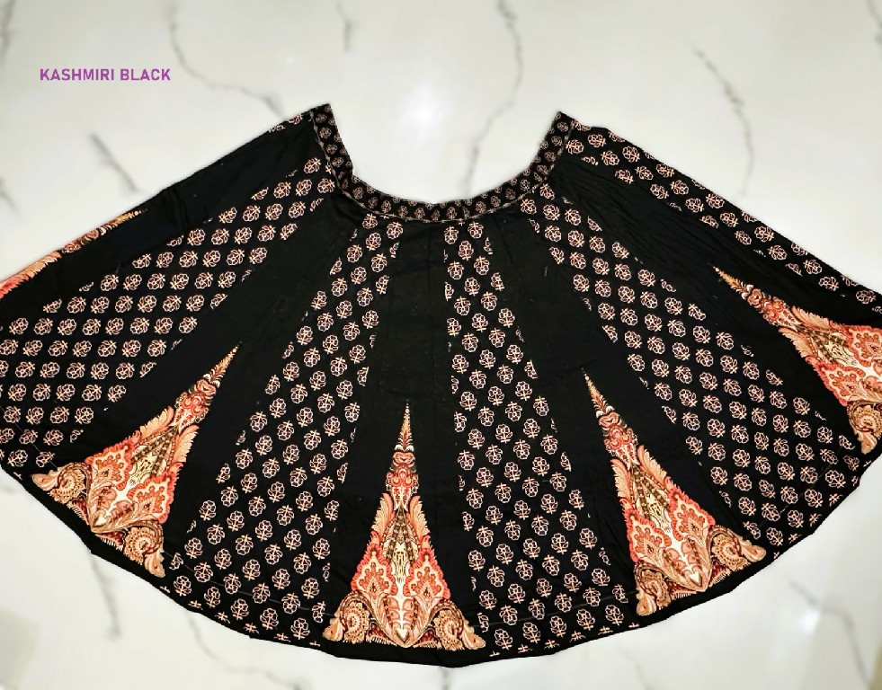 KNZ KASHMIRI BLACK WHOLESALE POLY COTTON  RAYON BEAUTIFUL LEHENGA CHOLI FOR EXPORT
