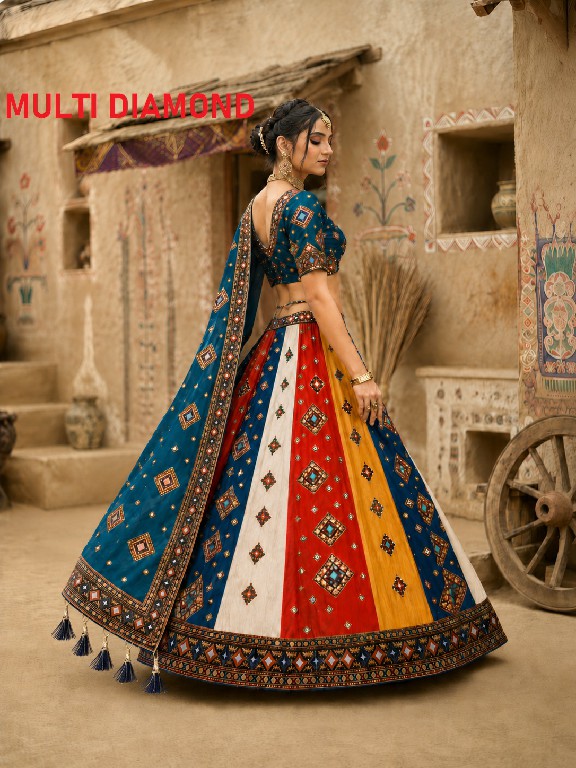KNZ MULTI DIAMOND WHOLESALE POLY COTTON RAYON AMAZING LEHENGA CHOLI FOR WOMEN SUPPLIER