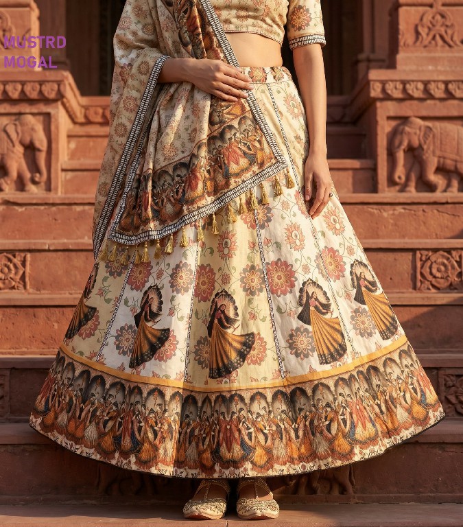 KNZ MUSTRD MOGAL WHOLESALE POLY COTTON RAYON ATTRACTIVE LEHENGA CHOLI FOR WOMEN ONLINE