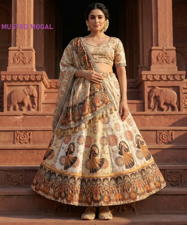 KNZ MUSTRD MOGAL WHOLESALE POLY COTTON RAYON ATTRACTIVE LEHENGA CHOLI FOR WOMEN ONLINE