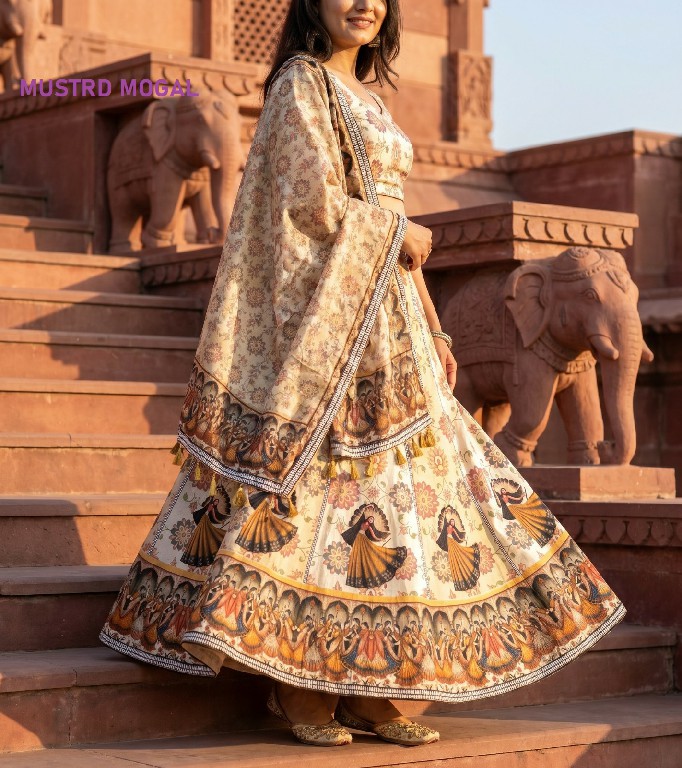 KNZ MUSTRD MOGAL WHOLESALE POLY COTTON RAYON ATTRACTIVE LEHENGA CHOLI FOR WOMEN ONLINE