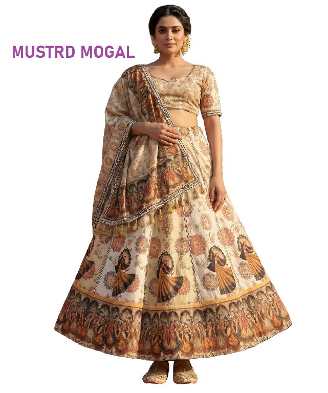 KNZ MUSTRD MOGAL WHOLESALE POLY COTTON RAYON ATTRACTIVE LEHENGA CHOLI FOR WOMEN ONLINE