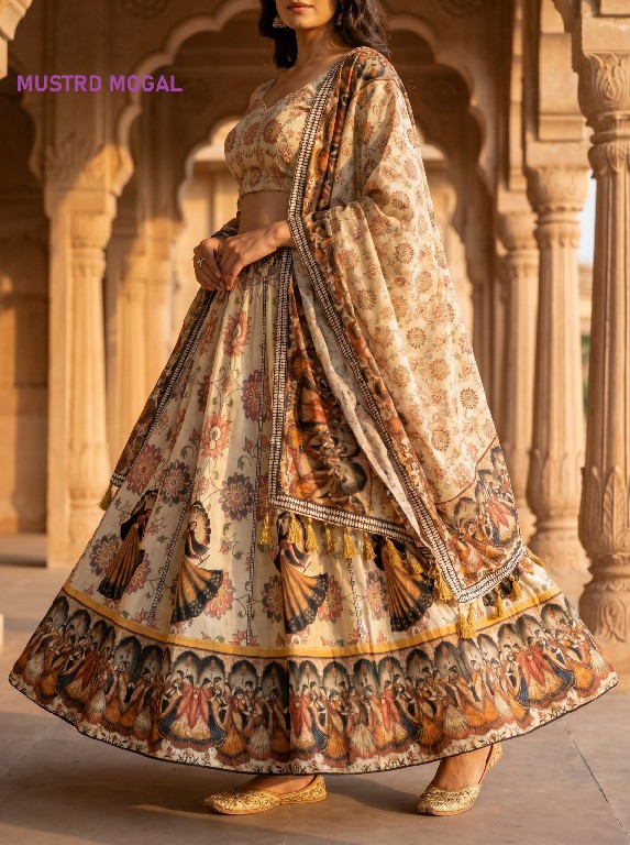 KNZ MUSTRD MOGAL WHOLESALE POLY COTTON RAYON ATTRACTIVE LEHENGA CHOLI FOR WOMEN ONLINE