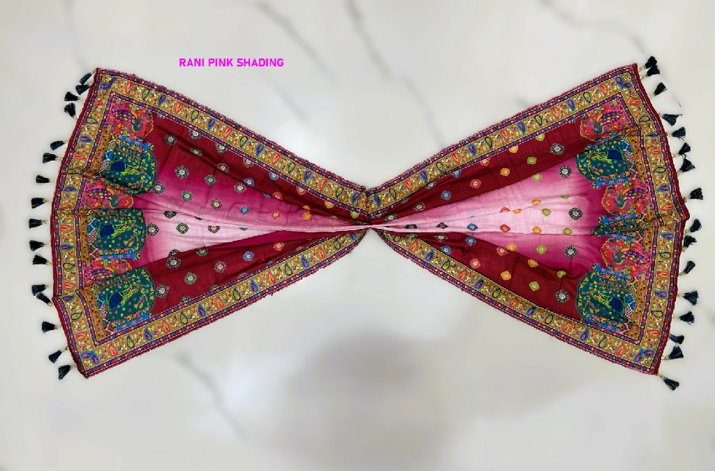 KNZ RANI PINK SHADING WHOLESALE POLY COTTON RAYON ELEGANCE LEHENGA CHOLI FOR EXPORT