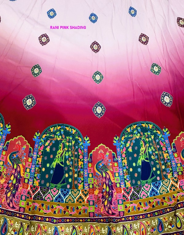 KNZ RANI PINK SHADING WHOLESALE POLY COTTON RAYON ELEGANCE LEHENGA CHOLI FOR EXPORT