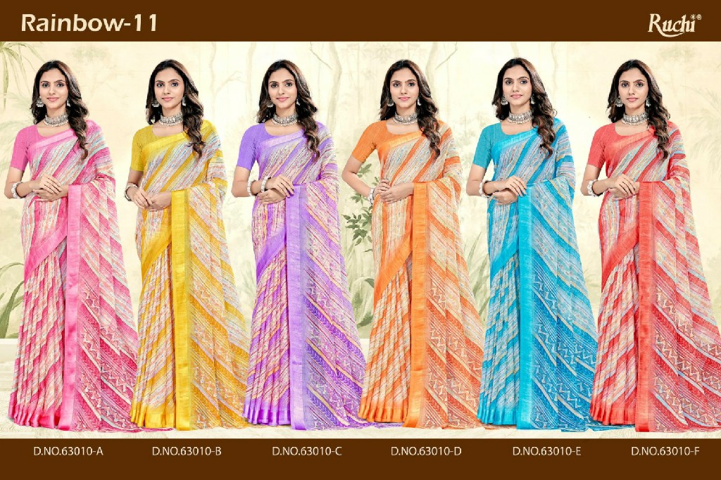 RUCHI RAINBOW VOL 11 WHOLESALE CHIFFON CASUAL WEAR INDIAN SAREES FOR WOMEN ONLINE