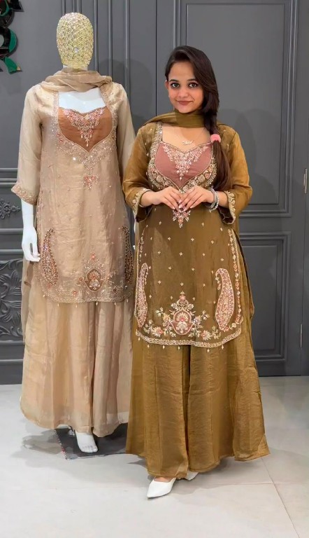 TEXTILEDEAL D.NO 6065 WHOLESALE READYMADE SIMMER PARTY WEAR 3 PCS SUITS EXPORTER