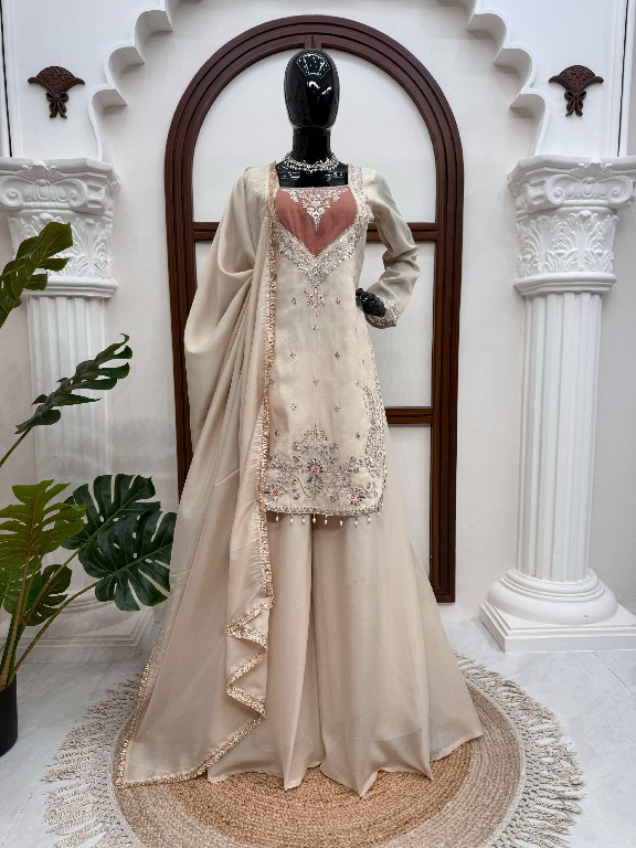 TEXTILEDEAL D.NO 6065 WHOLESALE READYMADE SIMMER PARTY WEAR 3 PCS SUITS EXPORTER