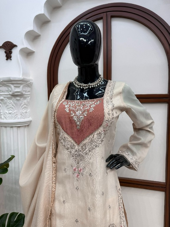 TEXTILEDEAL D.NO 6065 WHOLESALE READYMADE SIMMER PARTY WEAR 3 PCS SUITS EXPORTER