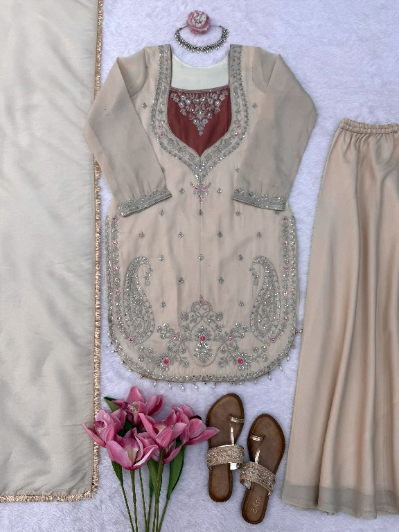 TEXTILEDEAL D.NO 6065 WHOLESALE READYMADE SIMMER PARTY WEAR 3 PCS SUITS EXPORTER