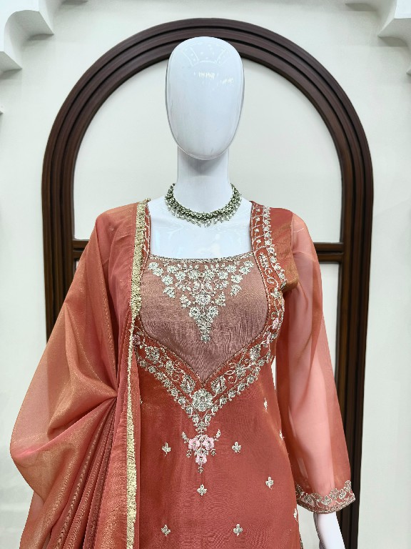 TEXTILEDEAL D.NO 6065 WHOLESALE READYMADE SIMMER PARTY WEAR 3 PCS SUITS EXPORTER