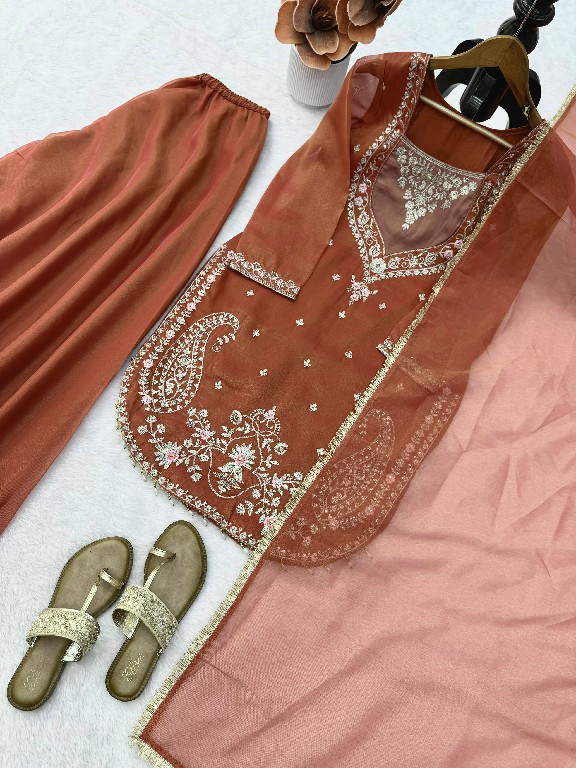 TEXTILEDEAL D.NO 6065 WHOLESALE READYMADE SIMMER PARTY WEAR 3 PCS SUITS EXPORTER