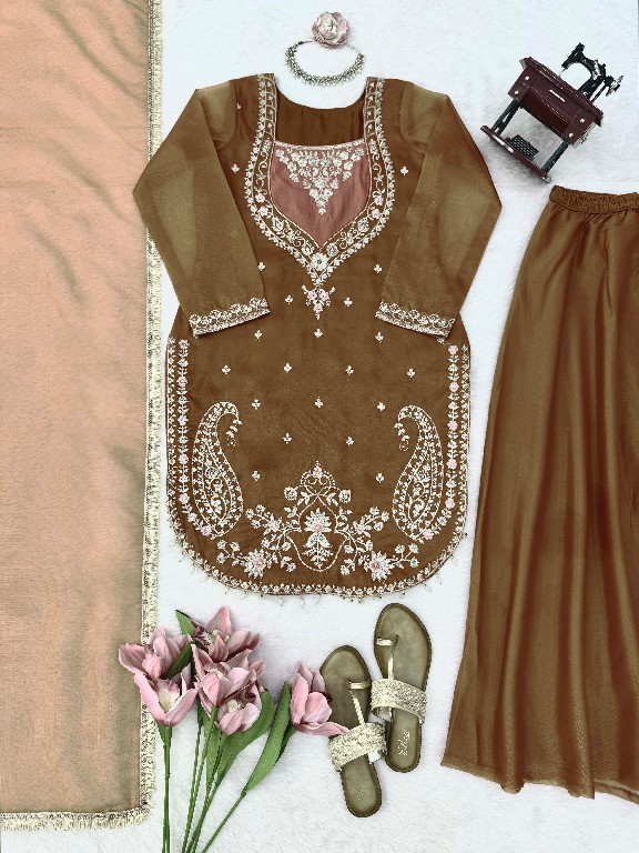 TEXTILEDEAL D.NO 6065 WHOLESALE READYMADE SIMMER PARTY WEAR 3 PCS SUITS EXPORTER