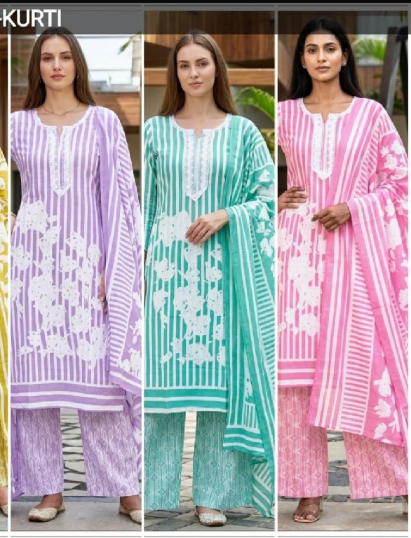 SAHIL PRINTS PRESENT READYMADE SLUB COTTON WITH LACE WORK 3 PCS COMBO SET SUITS SUPPLIER