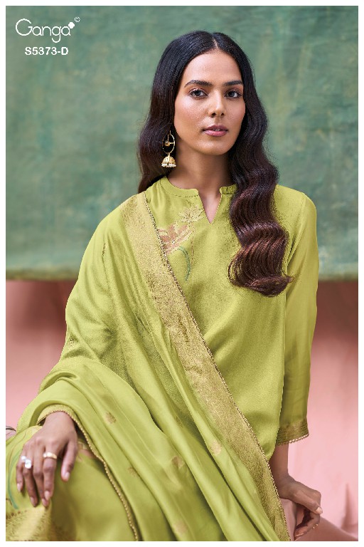 GANGA GINEVA S5373 WHOLESALE PURE VISCOSE WOVEN SILK JACQUARD UNSTITCH SALWAR SUITS EXPORTER