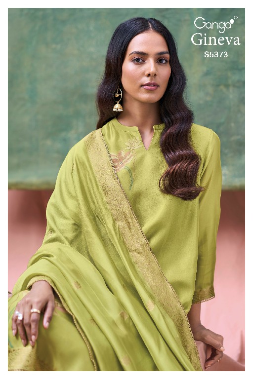 GANGA GINEVA S5373 WHOLESALE PURE VISCOSE WOVEN SILK JACQUARD UNSTITCH SALWAR SUITS EXPORTER