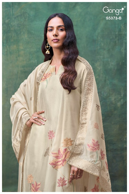 GANGA GINEVA S5373 WHOLESALE PURE VISCOSE WOVEN SILK JACQUARD UNSTITCH SALWAR SUITS EXPORTER