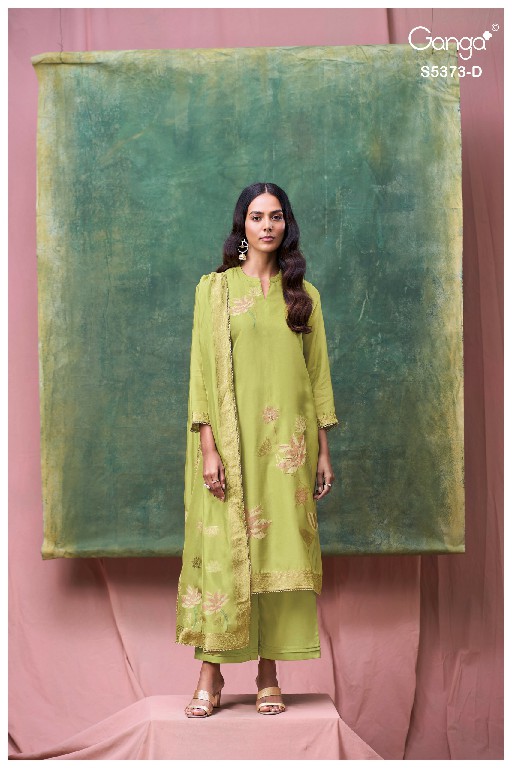 GANGA GINEVA S5373 WHOLESALE PURE VISCOSE WOVEN SILK JACQUARD UNSTITCH SALWAR SUITS EXPORTER