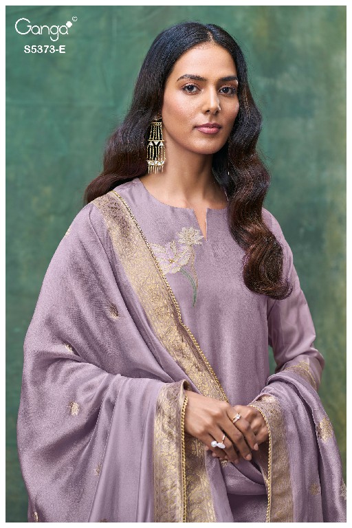 GANGA GINEVA S5373 WHOLESALE PURE VISCOSE WOVEN SILK JACQUARD UNSTITCH SALWAR SUITS EXPORTER
