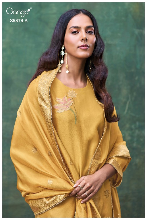 GANGA GINEVA S5373 WHOLESALE PURE VISCOSE WOVEN SILK JACQUARD UNSTITCH SALWAR SUITS EXPORTER