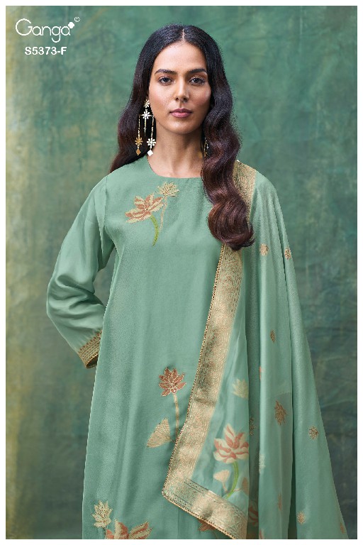 GANGA GINEVA S5373 WHOLESALE PURE VISCOSE WOVEN SILK JACQUARD UNSTITCH SALWAR SUITS EXPORTER