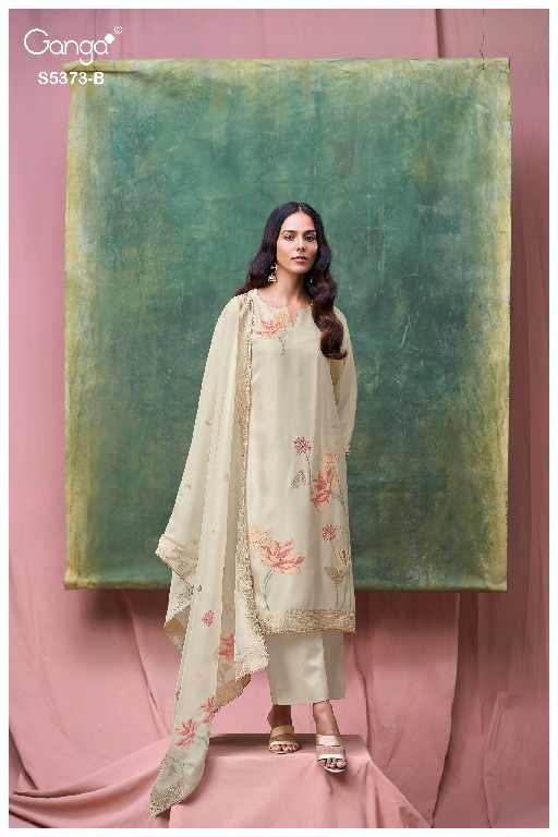GANGA GINEVA S5373 WHOLESALE PURE VISCOSE WOVEN SILK JACQUARD UNSTITCH SALWAR SUITS EXPORTER