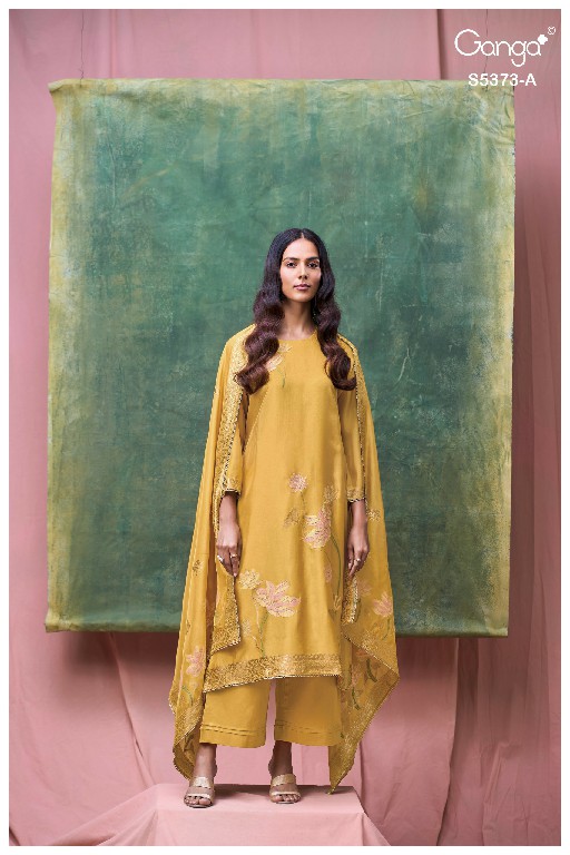 GANGA GINEVA S5373 WHOLESALE PURE VISCOSE WOVEN SILK JACQUARD UNSTITCH SALWAR SUITS EXPORTER