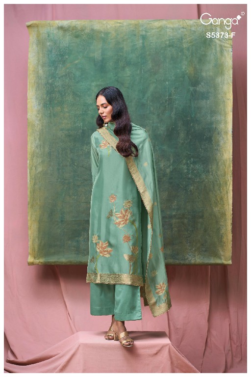 GANGA GINEVA S5373 WHOLESALE PURE VISCOSE WOVEN SILK JACQUARD UNSTITCH SALWAR SUITS EXPORTER