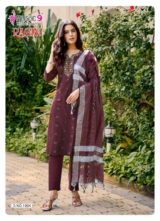 MYSTIC 9 RAGINI VOL 1 WHOLESALE READYMADE HANDLOOM COTTON DOBBY EXCLUSIVE 3 PCS SUITS EXPORTER