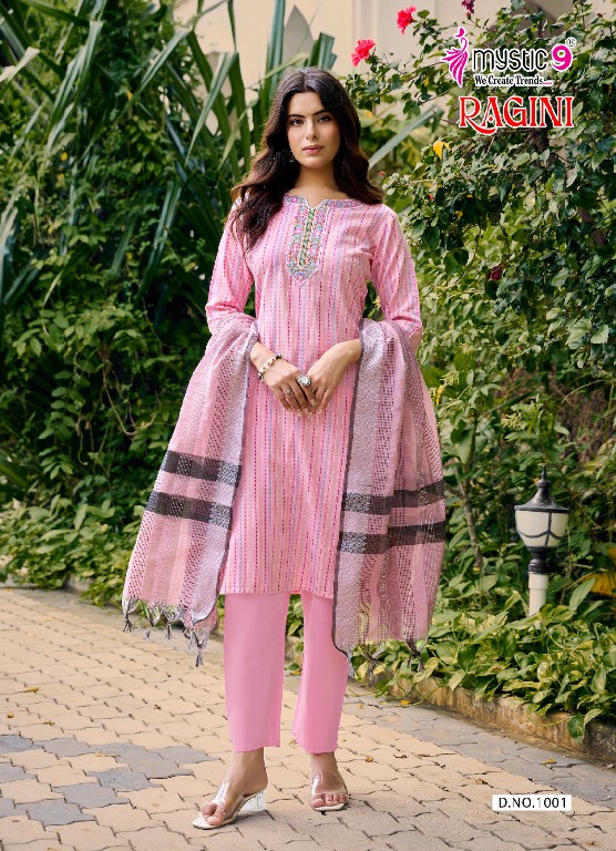 MYSTIC 9 RAGINI VOL 1 WHOLESALE READYMADE HANDLOOM COTTON DOBBY EXCLUSIVE 3 PCS SUITS EXPORTER