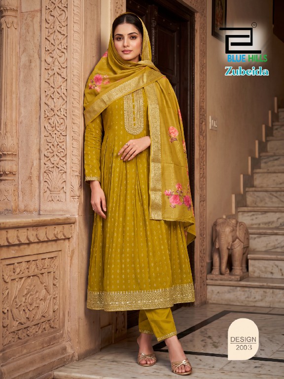 BLUE HILLS ZUBEIDA WHOLESALE READYMADE MAL CHANDERI BIG SIZE FESTIVE WEAR 3 PCS COMBO SET SUITS FOR EXPORT