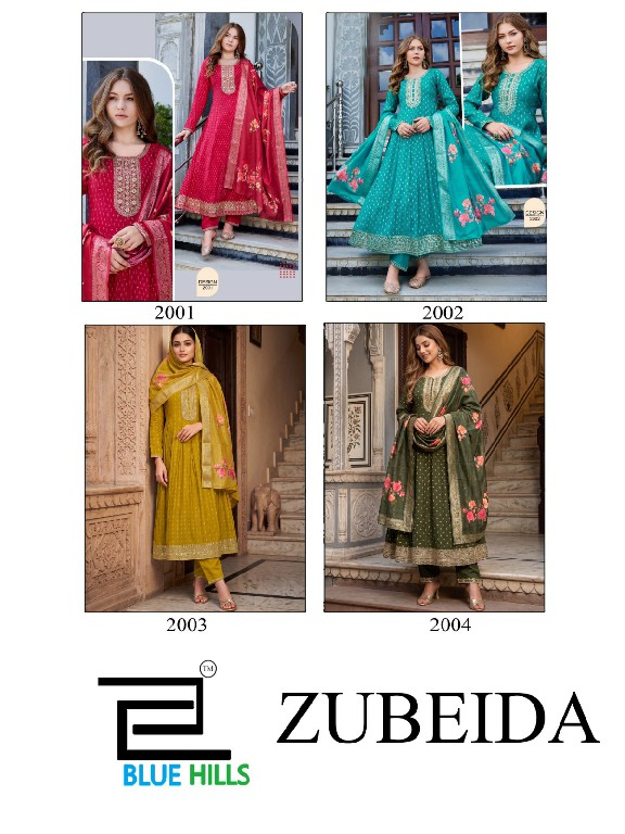 BLUE HILLS ZUBEIDA WHOLESALE READYMADE MAL CHANDERI BIG SIZE FESTIVE WEAR 3 PCS COMBO SET SUITS FOR EXPORT