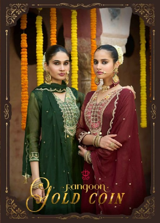 RANGOON GOLD COIN WHOLESALE READYMADE DIAMOND SILK FANCY WORK TRENDING 3 PCS SUITS SUPPLIER