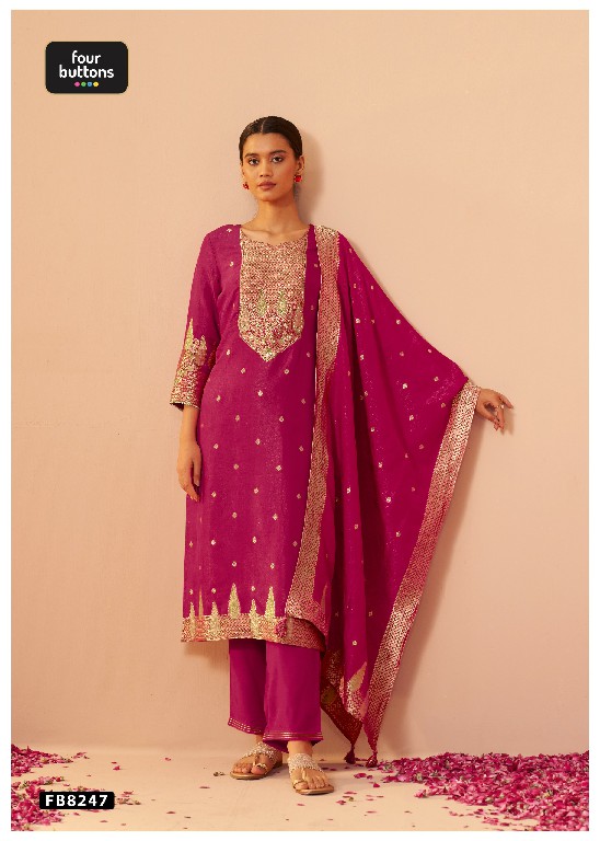 FOUR BUTTONS PRESENT READYMADE BEAUTIFUL ELEGANCE 3 PCS COMBO SET SUITS EXPORTER